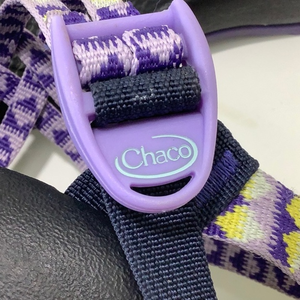 Chaco adjustable Adventure purple yellow hiking Sandals ZX2 size 2 EUC - Picture 2 of 15
